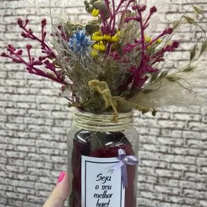 Vaso de Compota de Vidro Com Flores Desidratadas