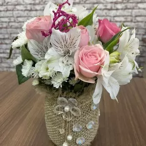 Vaso de Compota de Vidro Com Flores Naturais